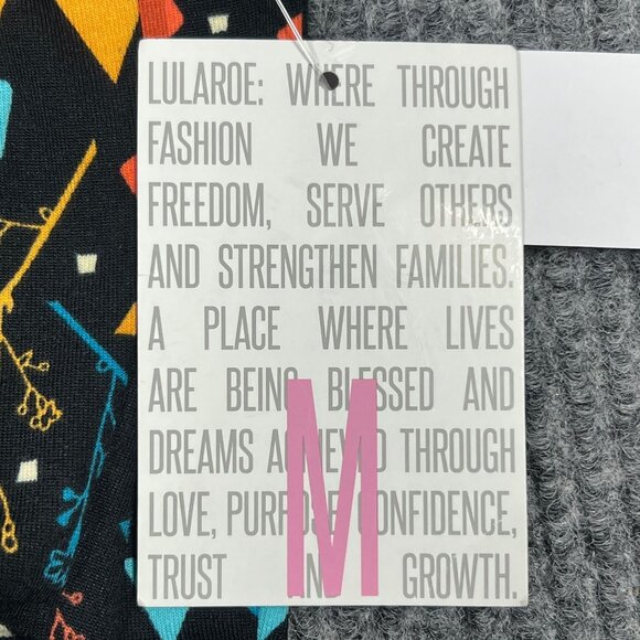 LuLaRoe Dress Women Medium Geometric Floral Scoop Neck Multicolor Stretchy - Picture 12 of 13